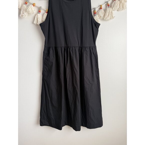 J. Crew High Neck Mixed Knit Black Midi Dress Casual Minimalist Preppy Whimsical - Picture 4 of 8